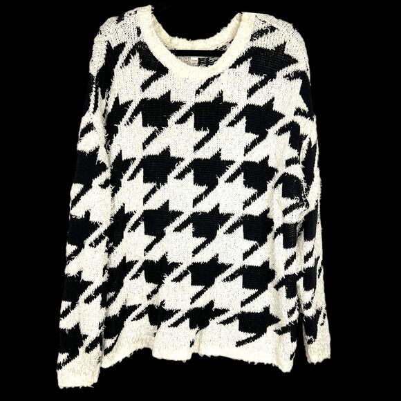 EST 19467 Woman’s Mega Houndstooth Eyelash Sweater   22/24 Retro Preppy Snuggly - Picture 1 of 7